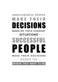 UNSUCCESSFUL PEOPLE MAKE THEIR DECISIONS BASED ON THEIR CURRENT SITUATIONS SUCCESSFUL PEOPLE MAKE THEIR DECISIONS BASED ON WHERE THEY WANT TO BE