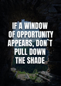 IF A WINDOW OF OPPORTUNITY APPEARS, DON`T PULL DOWN THE SHADE